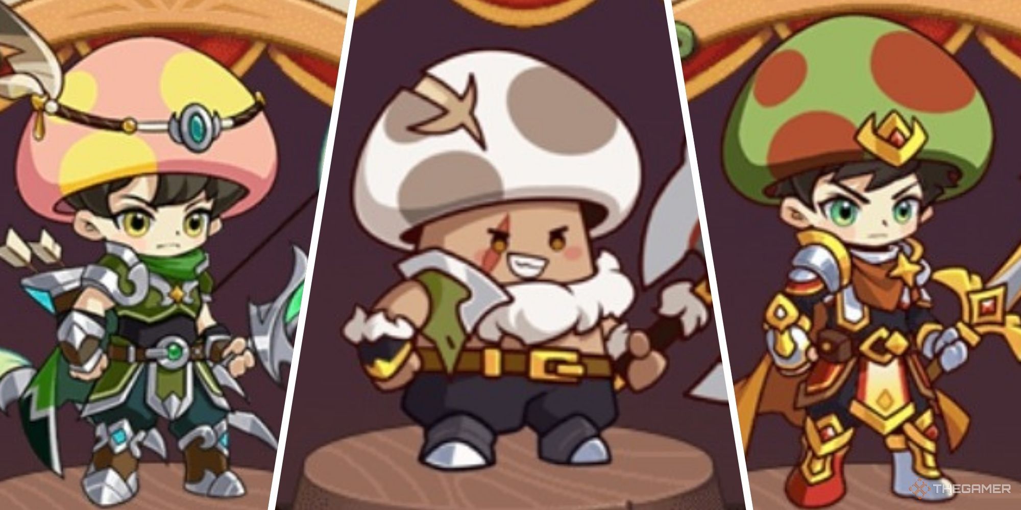 S tier classes in Legend of Mushroom showing the Berserker, Sacred Hunter and Martial Sage.