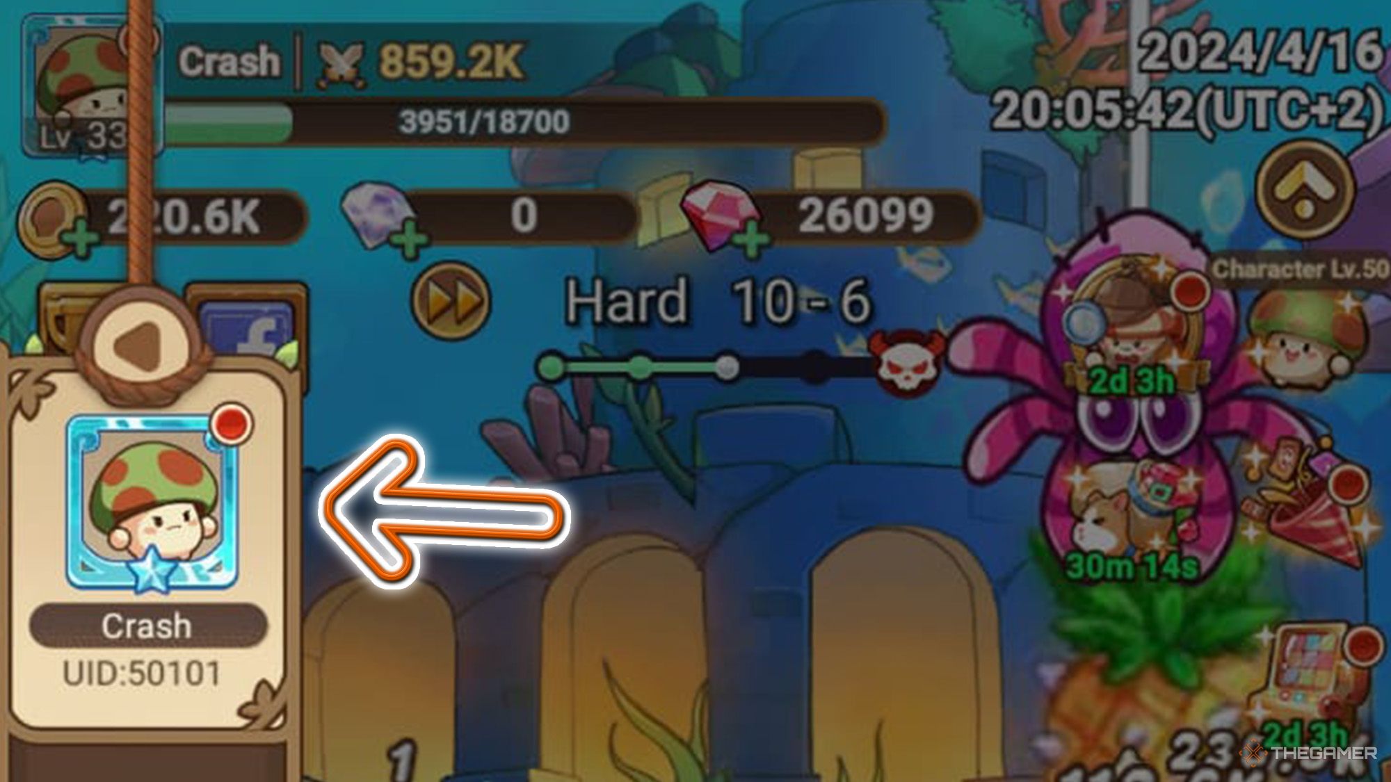 Legend of Mushroom - Arrow displays profile image that located in a vertical menu