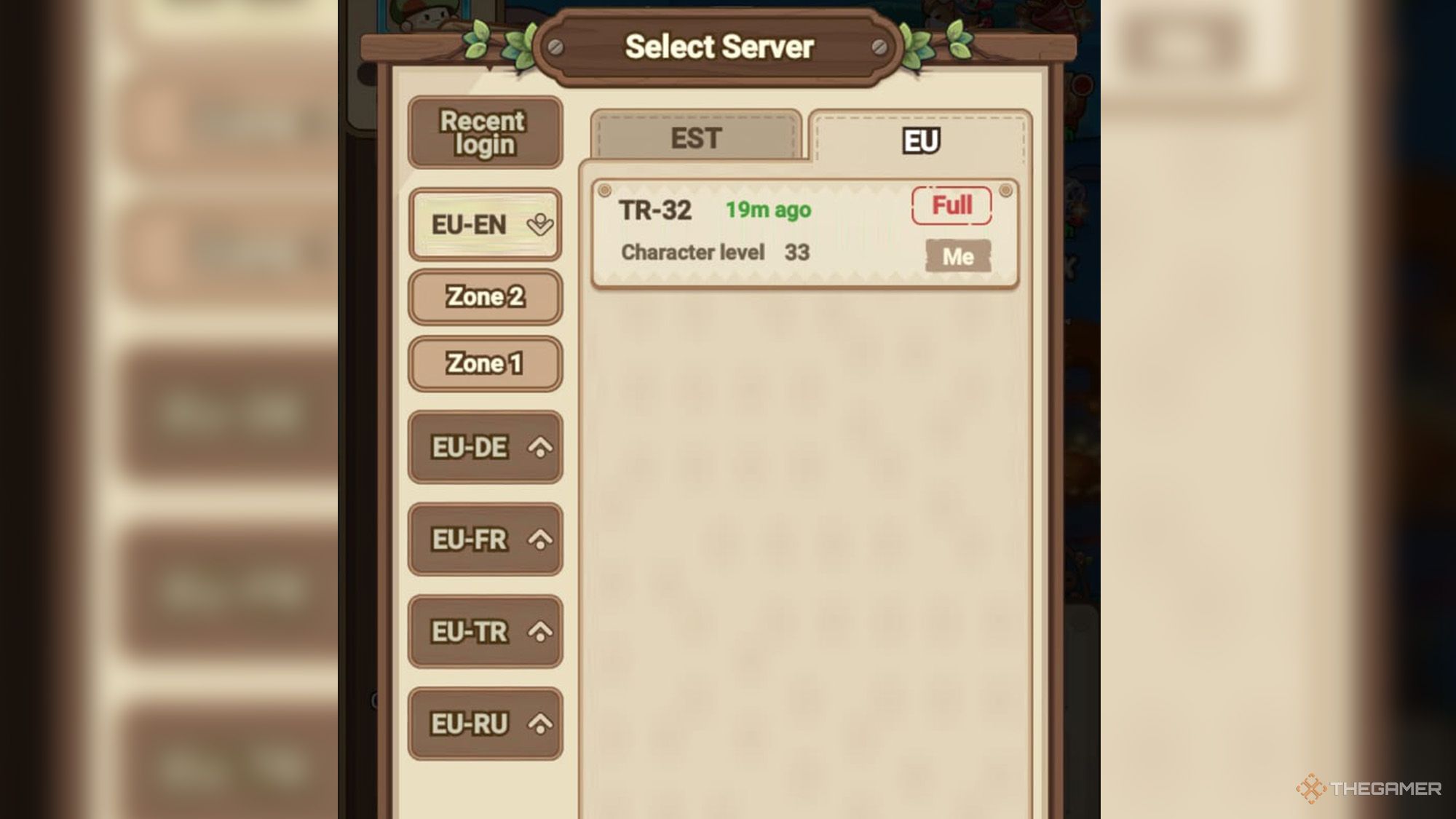 Legend of Mushroom - server selection screen