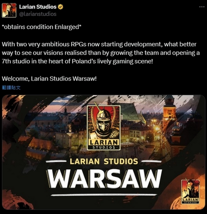 Larian Studios Expands for 'Baldur's Gate 3', Sets Up Seventh Studio in Warsaw, Poland for Two New Projects