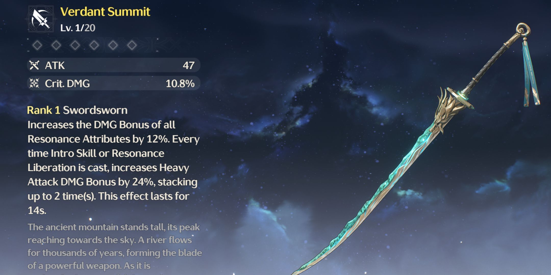 Wuthering Waves Verdant Summit Weapon With Description